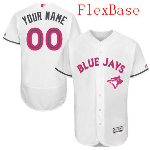 Mens Toronto Blue Jays 2016 Mothers Day Fashion White Customized Flexbase Majestic MLB Collection Jersey Mens Toronto Blue Jays 2016 Mothers Day Fashion White Customized Flexbase Majestic MLB Collection Jersey